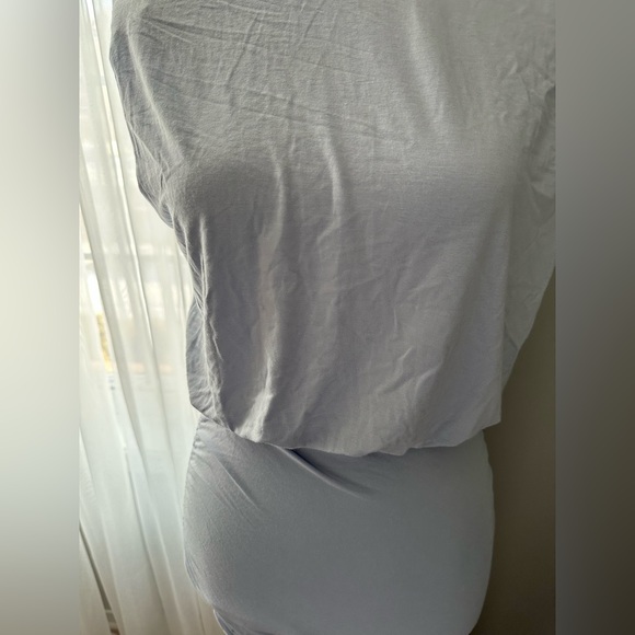 Open Edit Box Shoulder Mini Dress (NEW)  - Light Blue - Picture 3 of 8